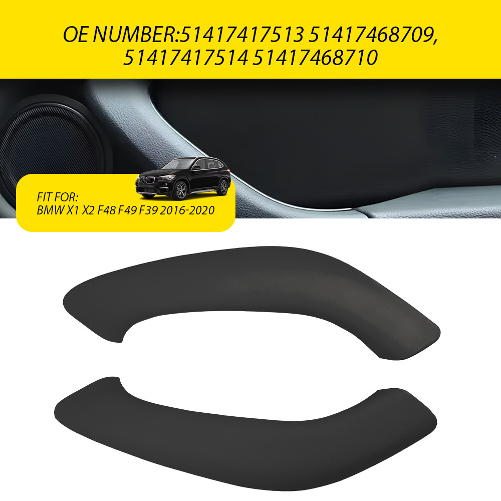 Black Inner L/R Door Pull Handle Cover Trim For BMW X1 X2 F48 F49 F39 2016-2020