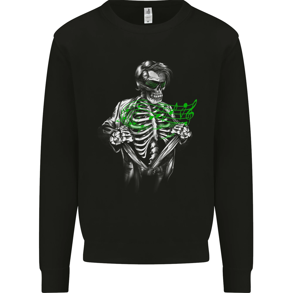 Rockabilly Skeleton Music Skull Hot Rod Mens Sweatshirt Jumper