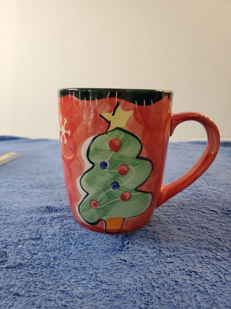 Studio 33 Christmas Tree Large 24oz Hand Painted Mug Cup