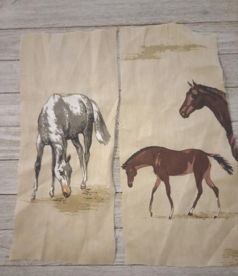 horse farm animal fun fabric scrap length 2pc  12 inch  new