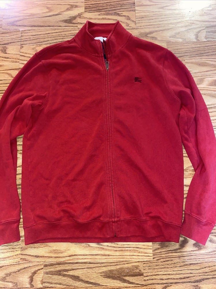 Mens Size XL Burberry Brit Red Full Zip Sweatshirt Tracksuit