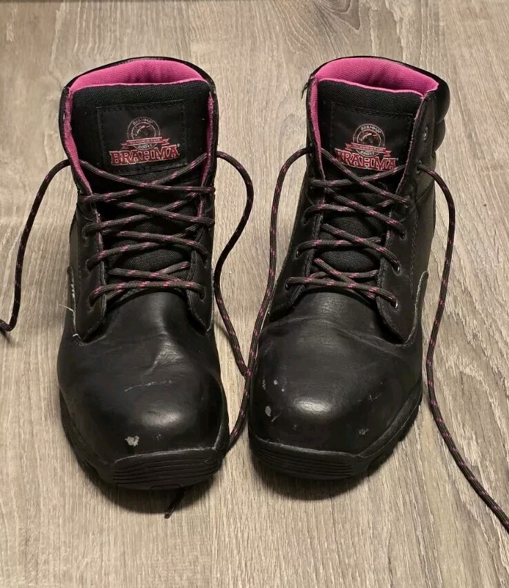 Brahma Women's Black Pink Composite Toe Work Boots Size 9.5