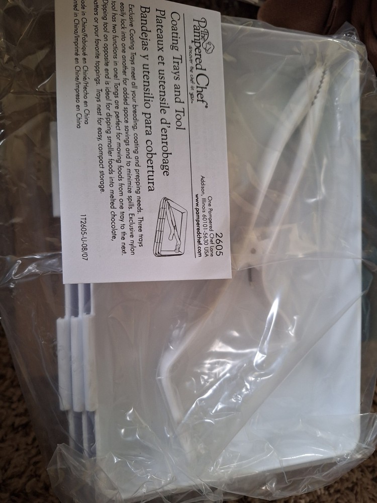 Pampered Chef 4-Piece Coating Trays and Tool Set 2605 New Free Shipping