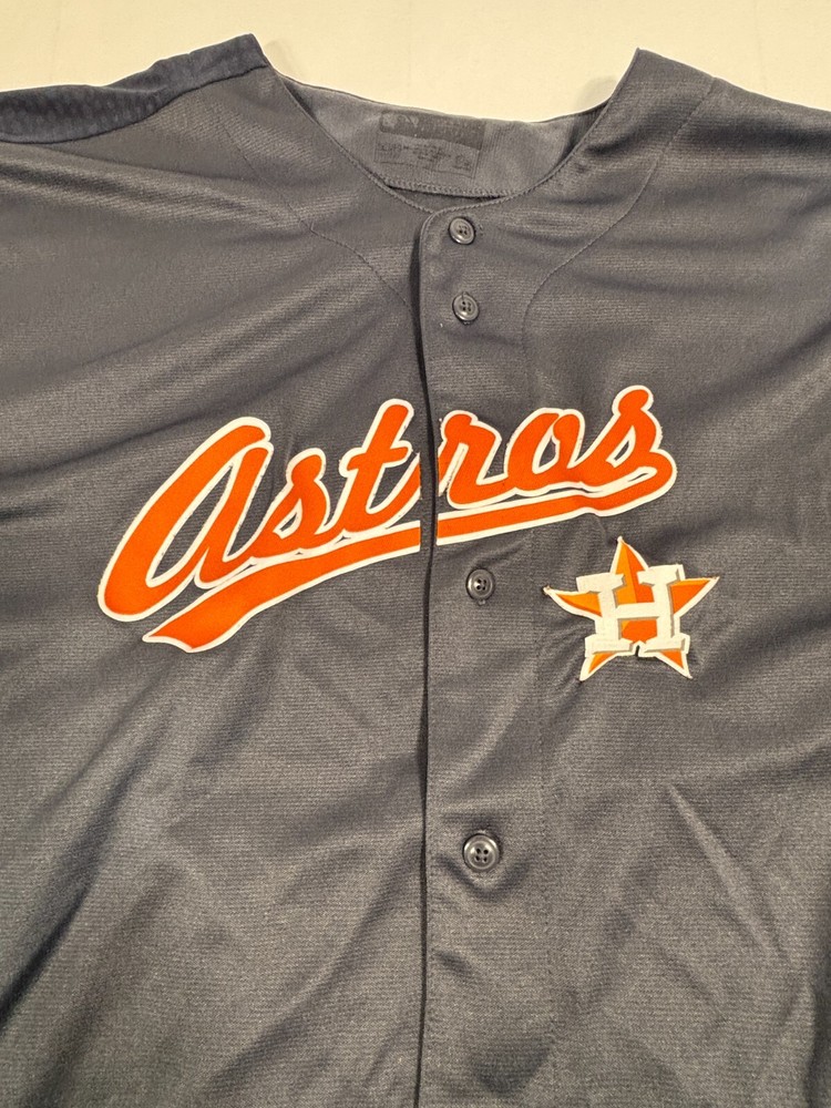 HOUSTON ASTROS True Fan MLB Official Men's Jersey Gray Writing Logo 2XL