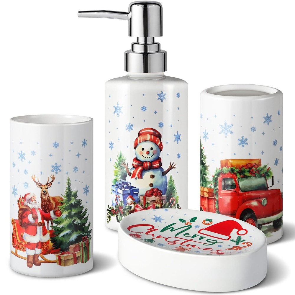 Christmas Bathroom Accessories Sets of 4 Bathroom Decor Bathroom Accessories ...