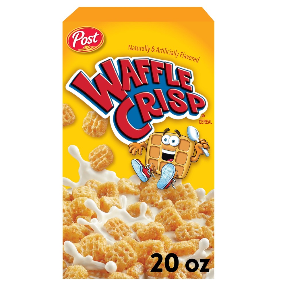 Post Waffle Crisp Breakfast Cereal Sweetened Waffle Shaped Cereal 20 OZ Box
