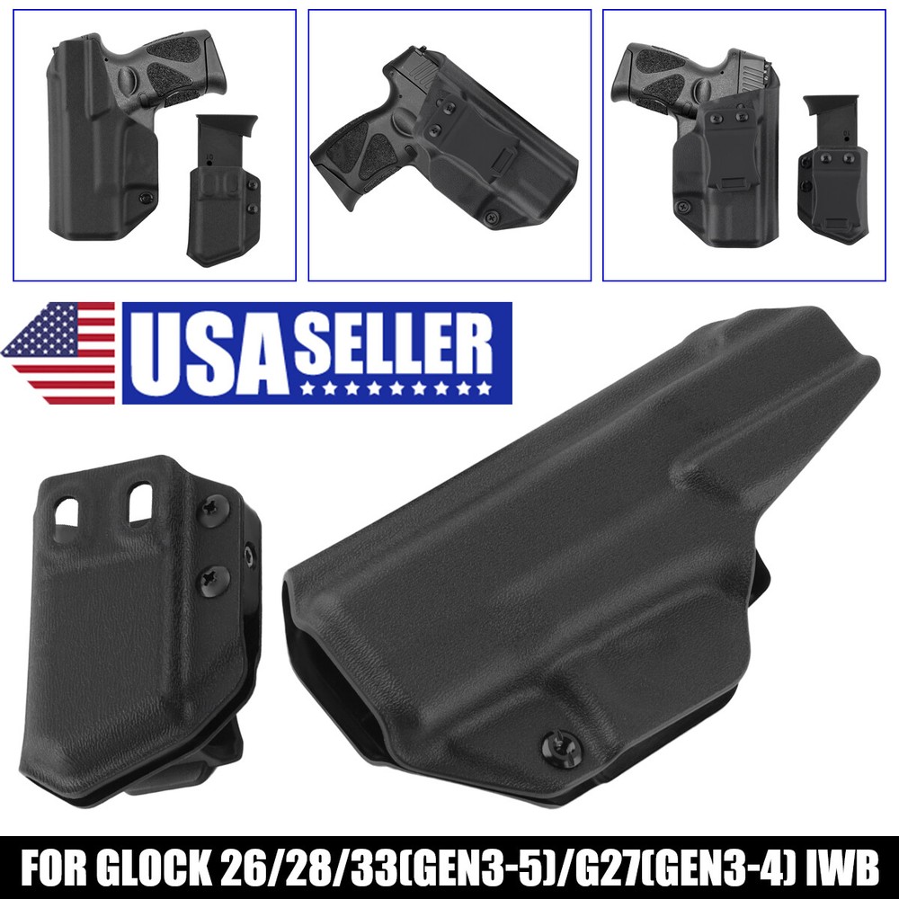 TOP!For Glock 26/28/33(GEN3-5)/G27(GEN3-4) IWB Holster + Magazine Holder Set US.
