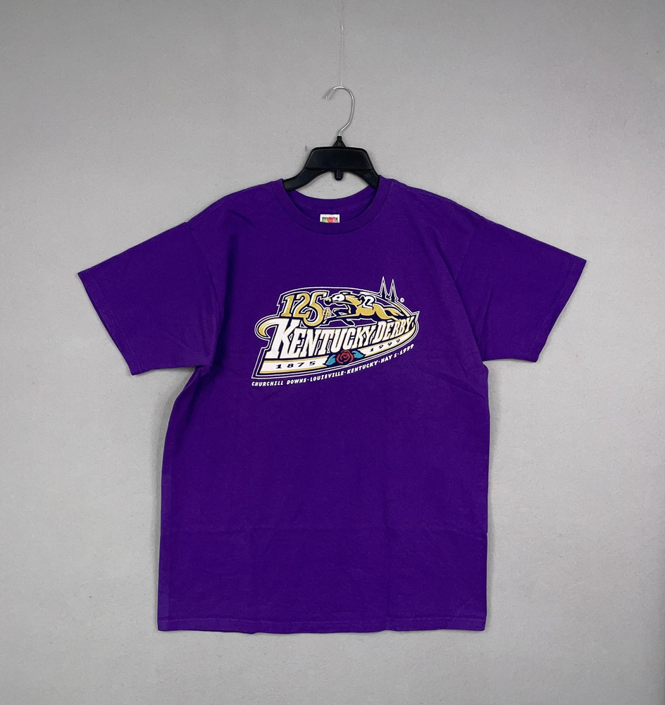 Vintage Kentucky Derby Shirt Mens XL Purple 125th Churchill Downs Racing 90s