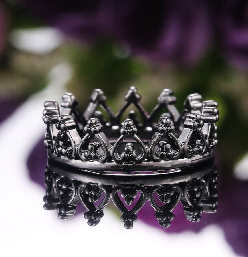 Gold Plated Crown Princess Tiara Ring for Valentine's Day Gift