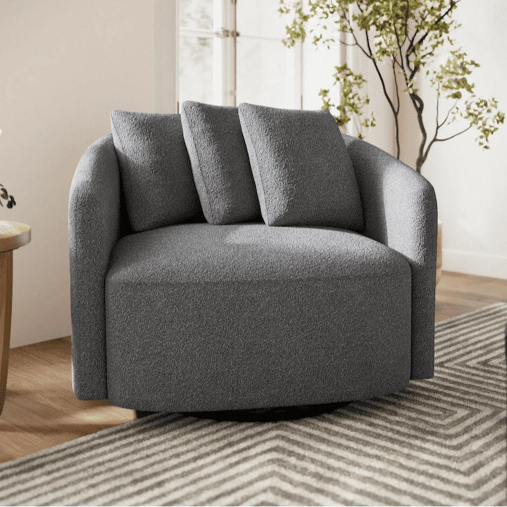 Drew Chair by Drew Barrymore - Charcoal Boucle Accent Seat for Stylish Comfort