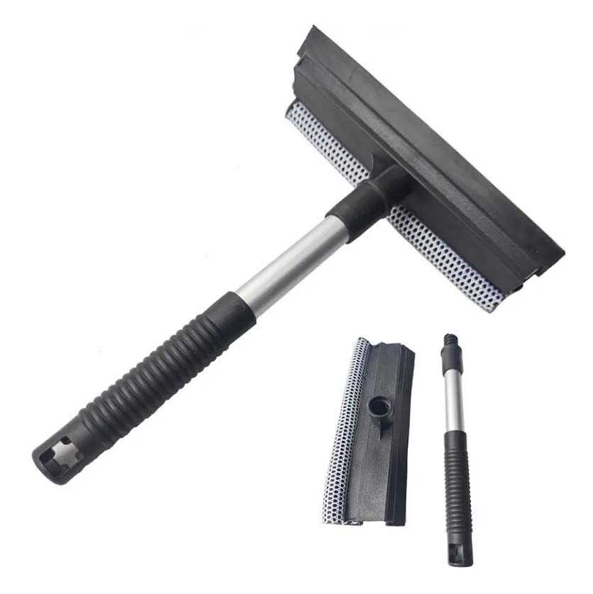Double-Sided Telescopic Window Cleaner with Scrubber and Squeegee-image