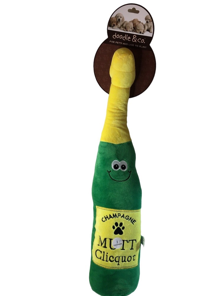 Dog Toy BIG Plush Champaign Bottle Squeaker Toy 23