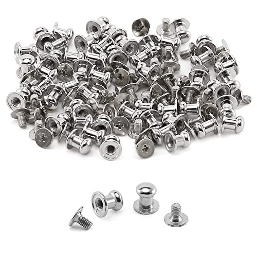 50 Sets Chicago Screws Round Head Button Cross Screw Stud Rivet for DIY Craft...