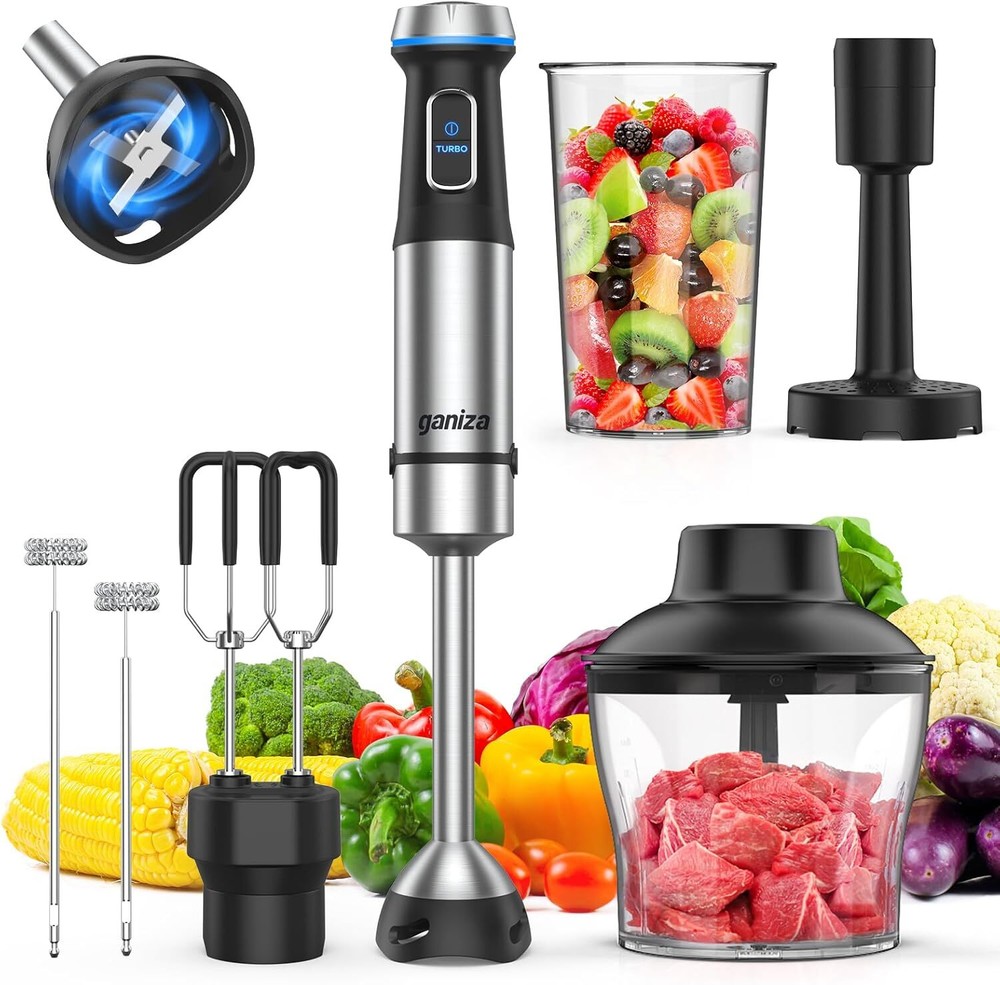 6-in-1 Stainless Steel Immersion Hand Blender with MultiFunction  