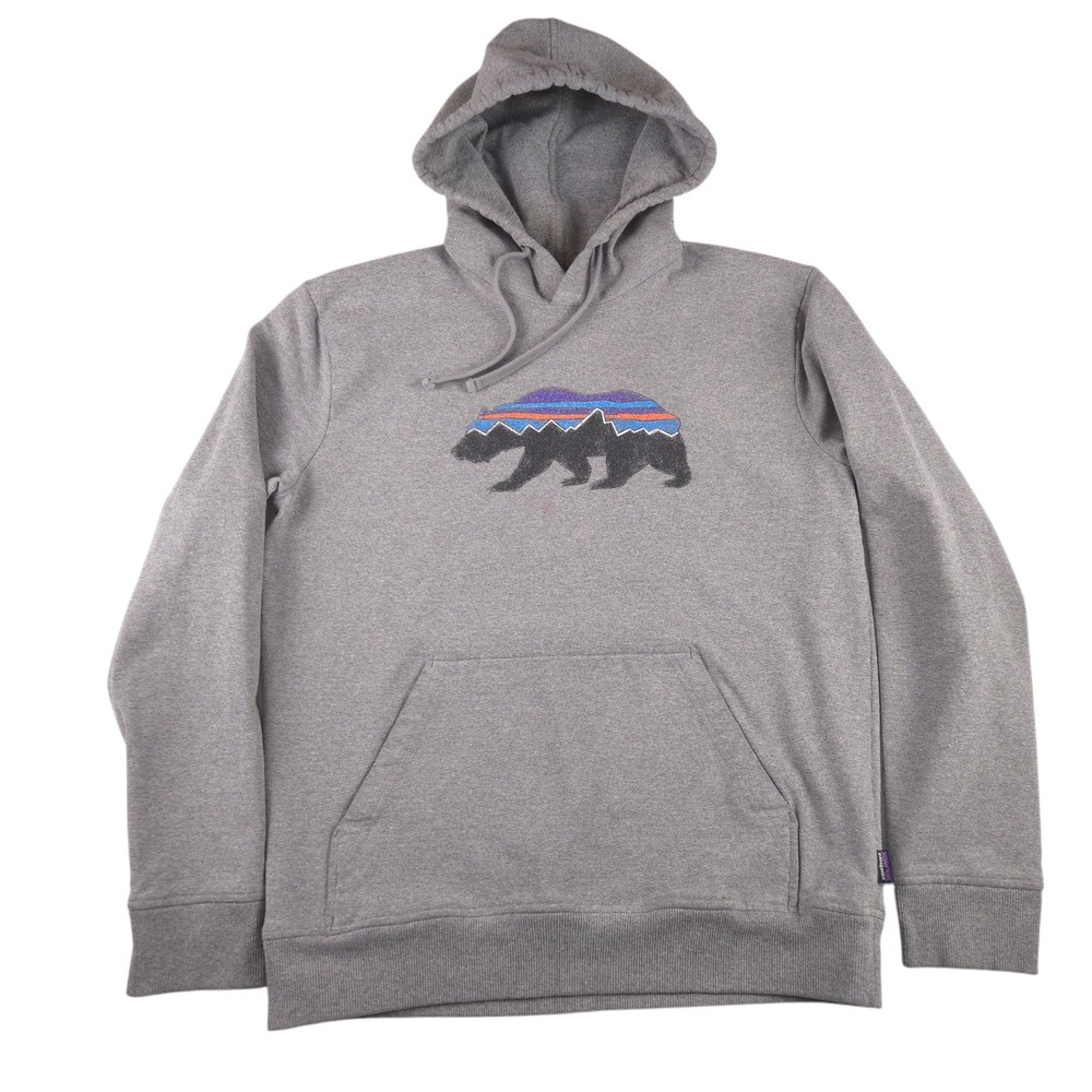 Patagonia Uprisal Hoody Mens M Medium Gray Fitz Roy Bear Sweatshirt Hoodie