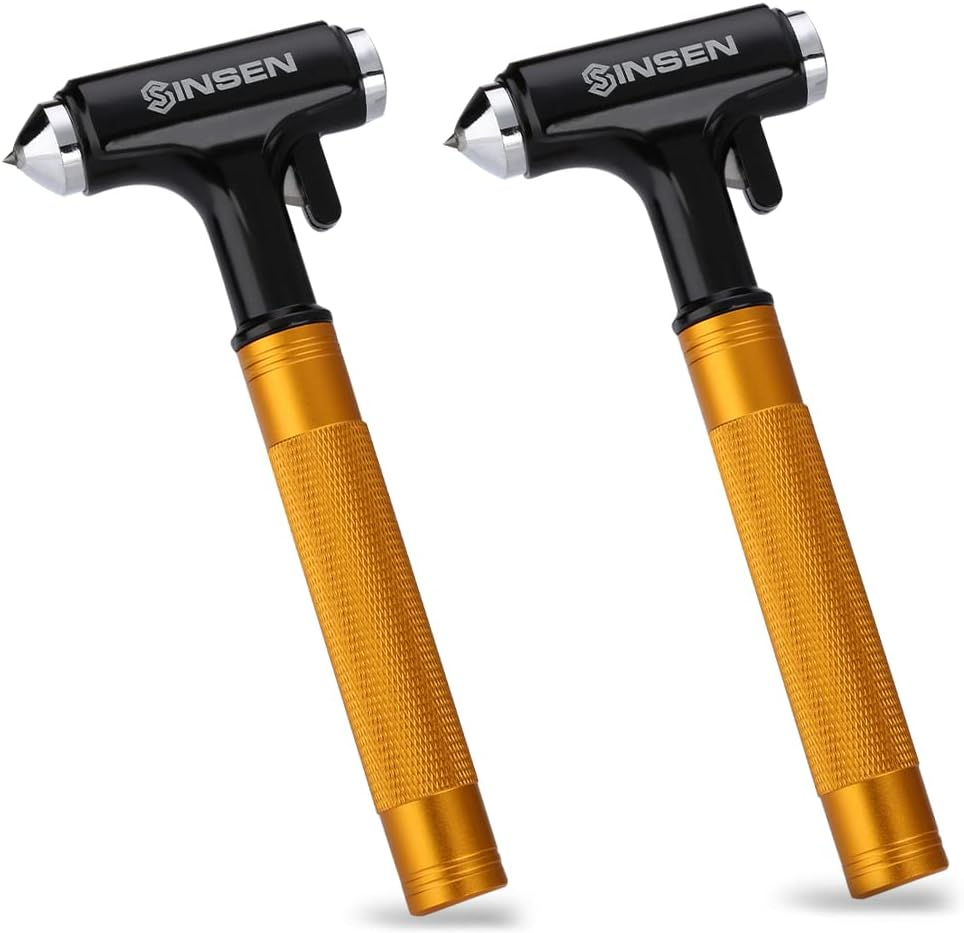 Car Window Breaker, Seabelt Cutter, Aluminum Safety Hammer to Break Glass, 3-In-