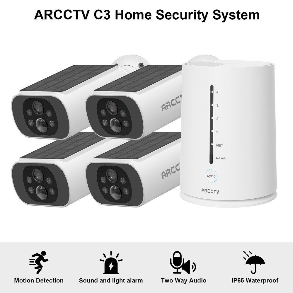 ARCCTV Solar Security Camera System Outdoor Wifi6 Battery 4MP Night Vison IR