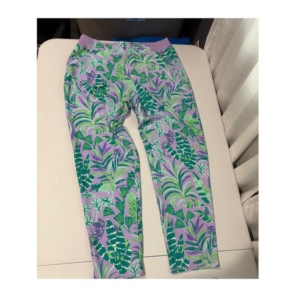 Lilly Pulitzer Luxletic High Rise Leggings Purple Green Tropical Print Size L