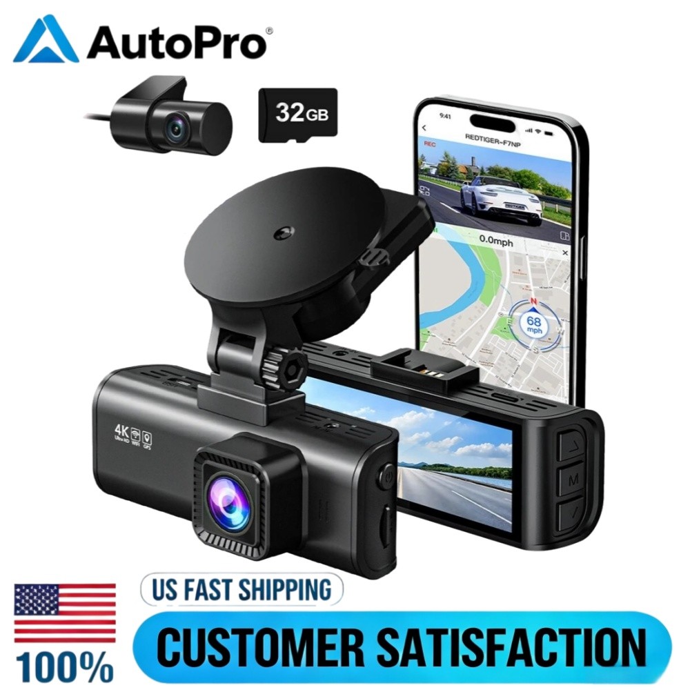 Car Dash Camera 4K Front and Rear Dash Cam Built-In WiFi & GPS App Control Set