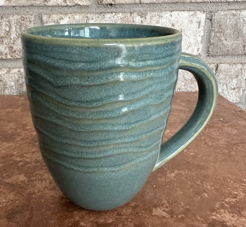 PFALTZGRAFF Blue Lagoon Seychelles China Crafted Green Tan Bands Blue