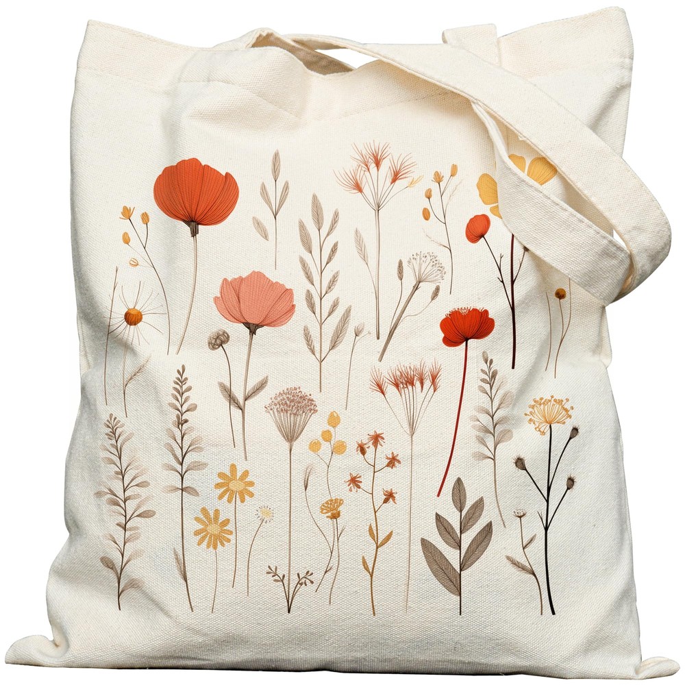 Aesthetic Canvas Tote Bag - Cottagecore Floral Tote Bag for Women with Pocket...