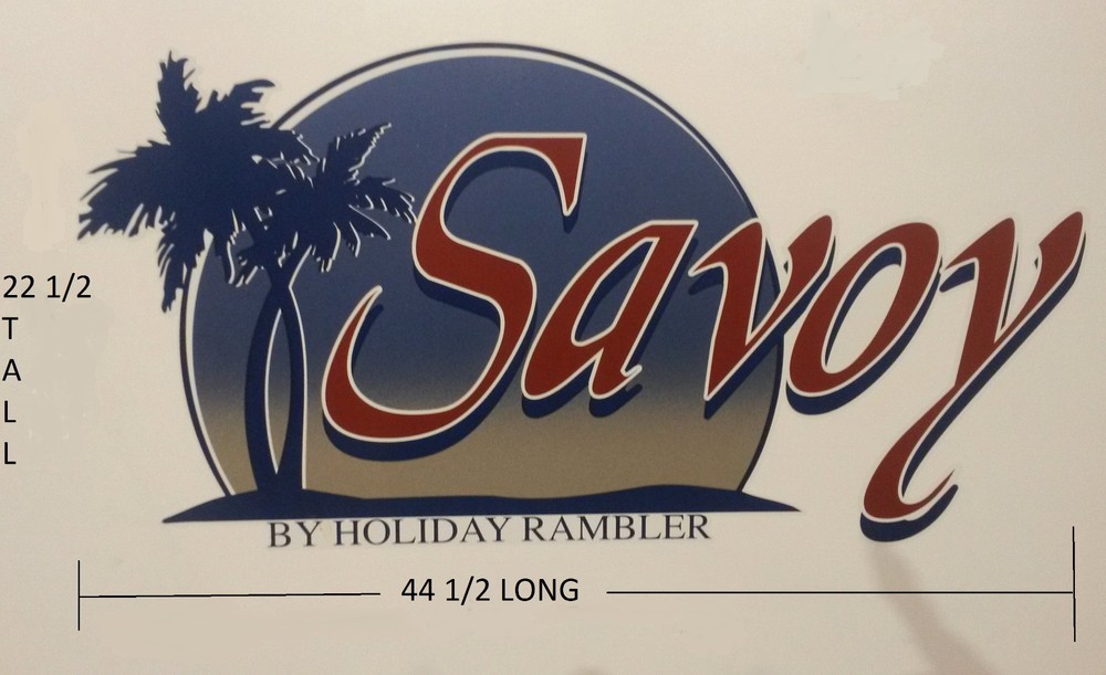 SAVOY HOLIDAY RAMBLER RV MOTORHOME CAMPER LOGO DECAL MULTICOLOR 44X22 PALM TREES