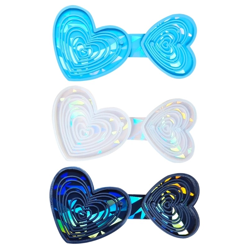 Silicone Mold for Crystal Overlapping Heart Pendant Resin Mould