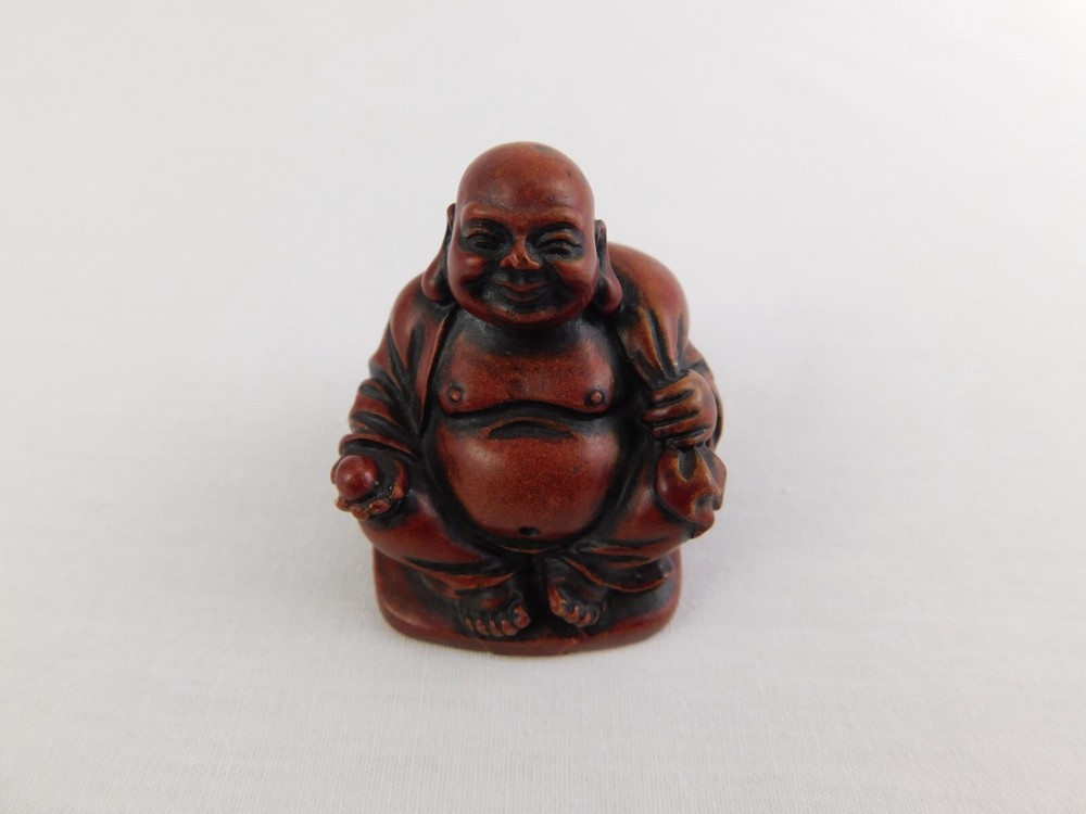 Laughing Buddha Mini Statue Sitting 4.5cm Sculpture Miniature Figurine