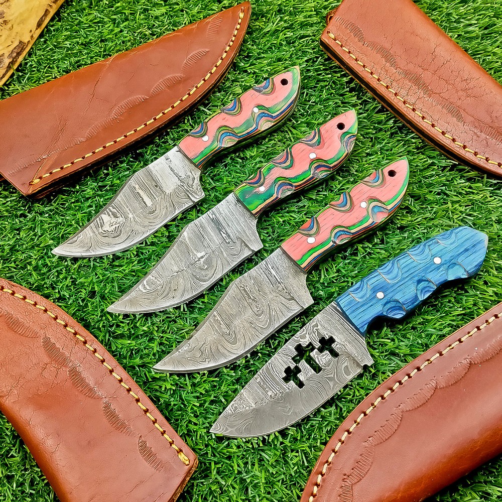 4-Piece Damascus Skinner Knife Set with 6