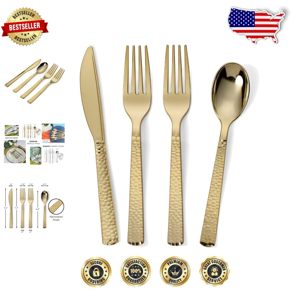 Elegant 300-Piece Gold Plastic Flatware Set for Special Events