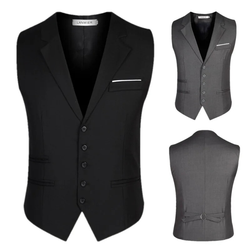 Men Slim Fit Suit Vest Waistcoat Gilet Formal Casual Sleeveless