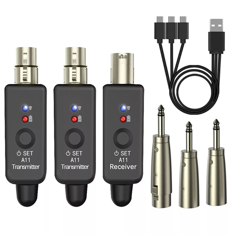 Wireless Microphone Transmitter & Receiver with Multi-Mic Compatibility