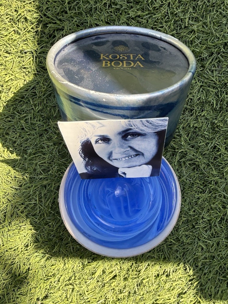 Kosta Boda Blue Swirl Votive Candle Holders Set of 3