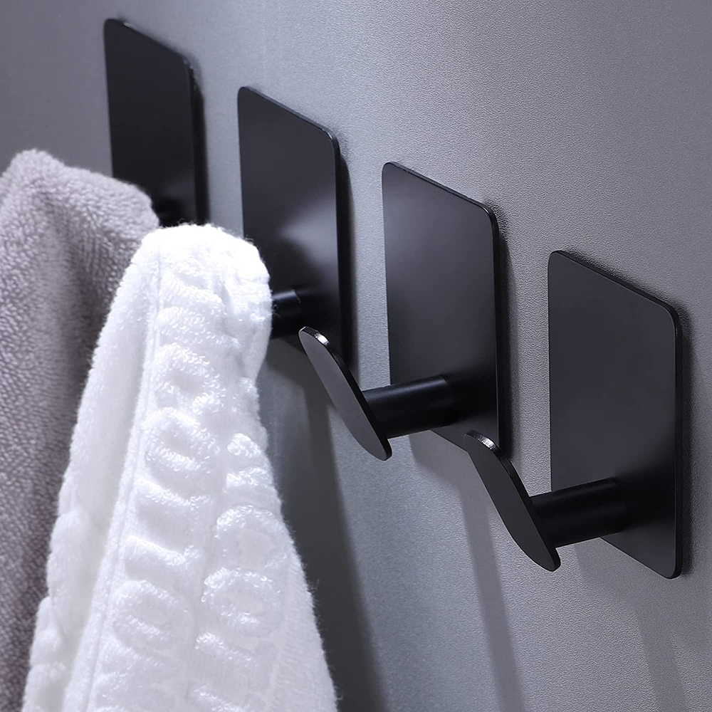 Adhesive Hooks - 4 Pack Towel/Coat Hooks Wall Hook Stick ( Stainless Steel)