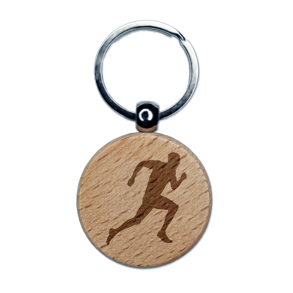 Marathon Runner Wooden Keychain Tag for Fitness Enthusiasts