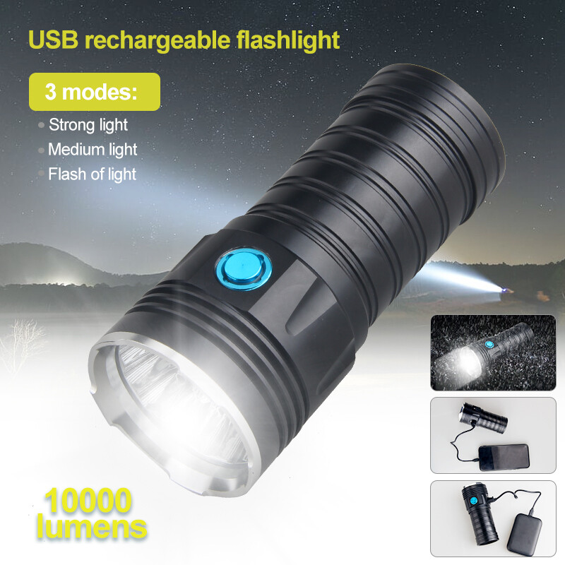 Super Bright 18 LED Torch Flashlight Tactical Camping Outdoor Lamp USB Recharge