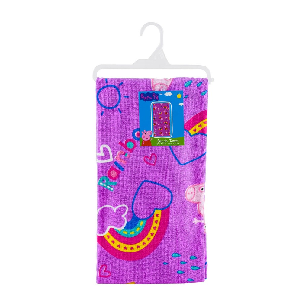 Peppa Pig Purple Allover Print 27x54 Beach Bath Towel New