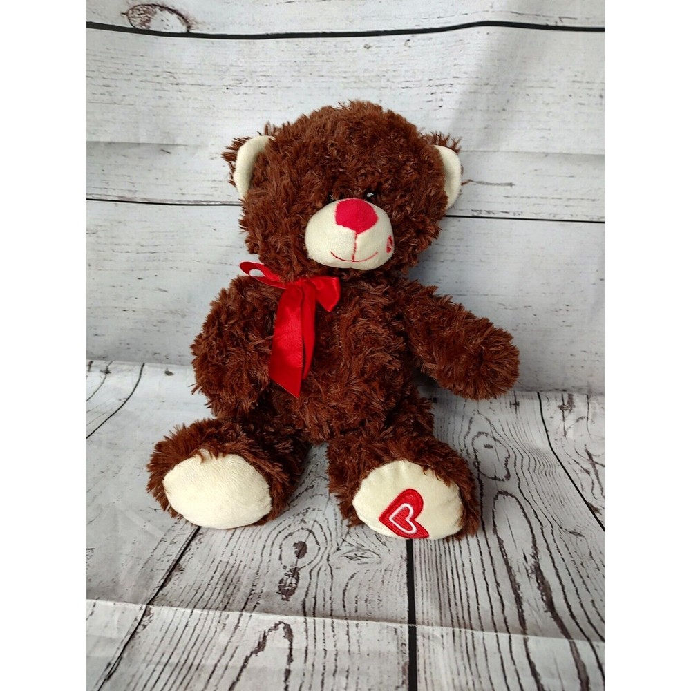 Valentine's day brown teddy bear stuffed animal plush 14 inches