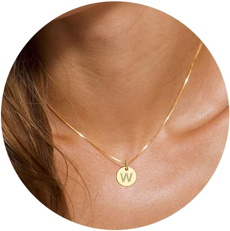 Dainty 14K Gold Initial Necklace for Women - Trendy Personalized Letter Pendant