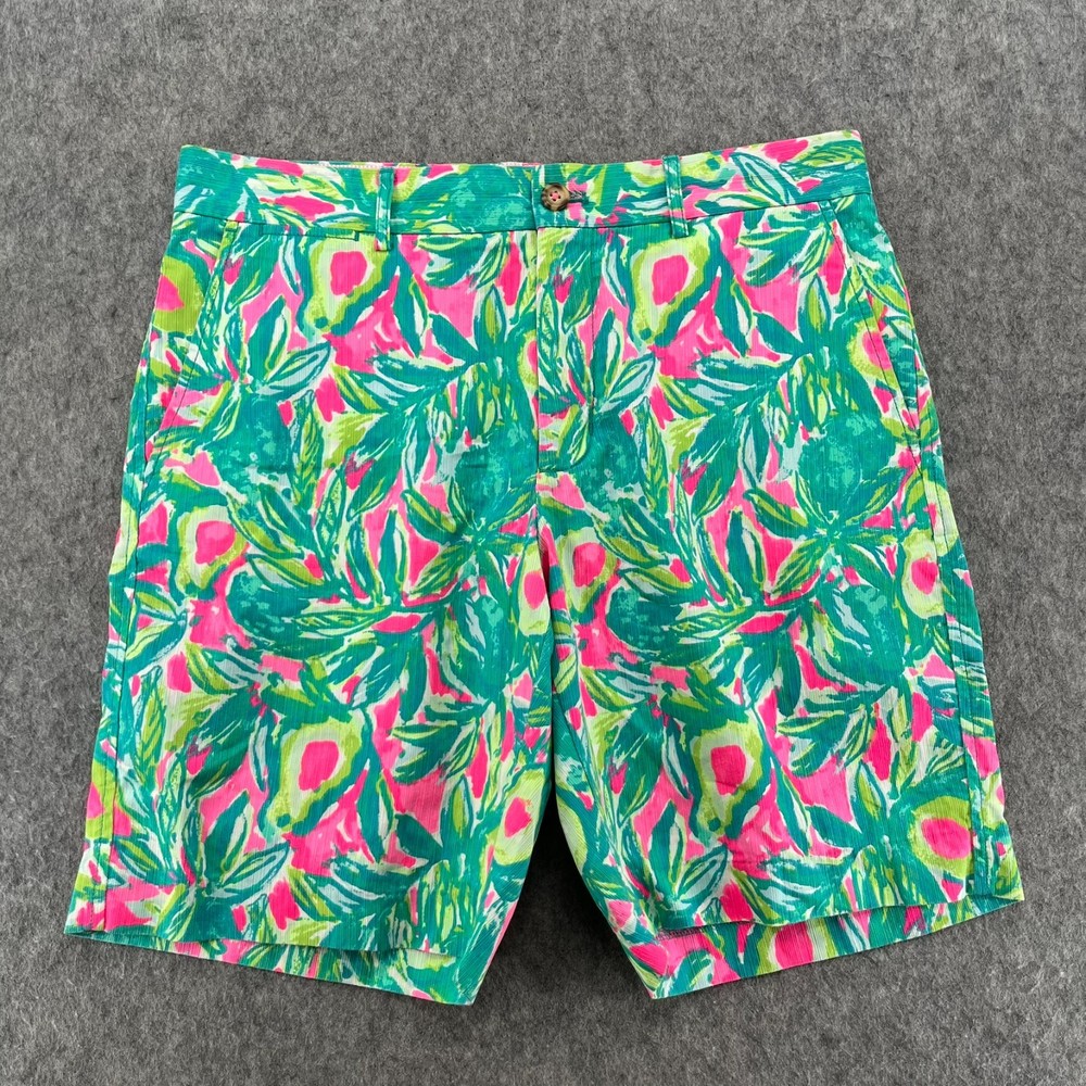 Lilly Pulitzer Beaumont Short Pink Sunset Guac And Roll Size Mens 32