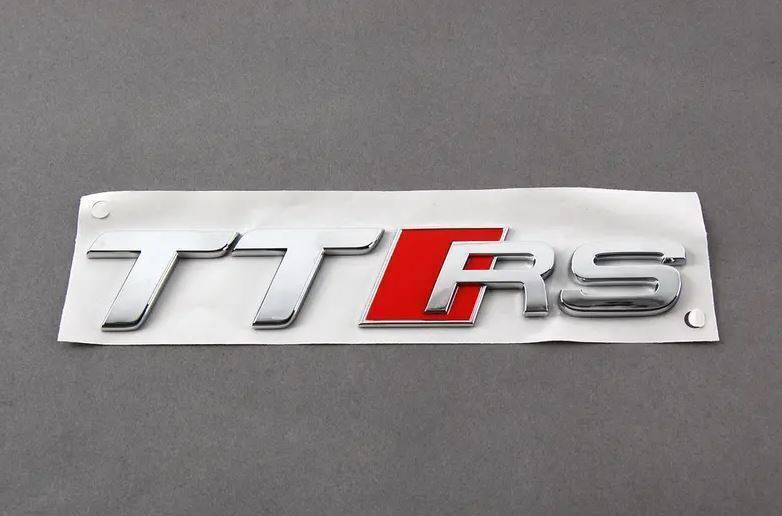For Audi TTRS Rear Emblem Trunk Boot Badge Sticker Letters Chrome Silver Red