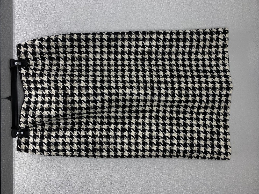 Lafayette 148 Womens Black White Twisted Houndstooth Pencil Maxi Skirt Size 10
