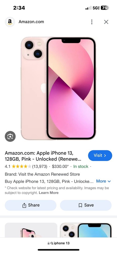 (TIKTOK,CAPCUT ,and Lemon8) Apple iPhone 13 128GB Pink Unlocked