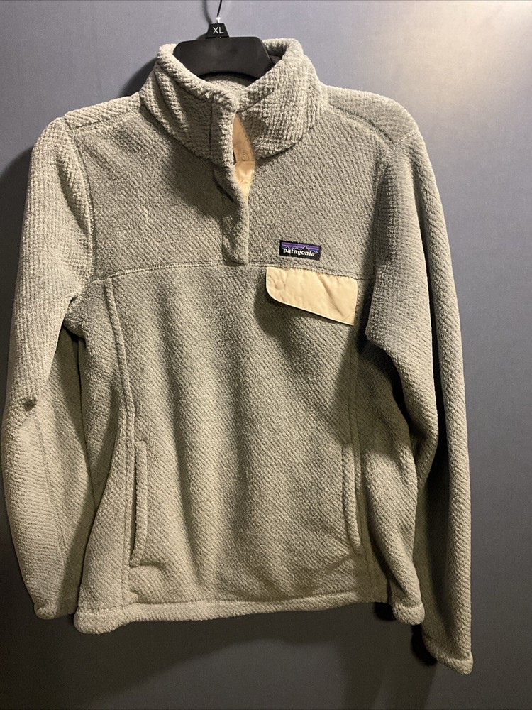 Patagonia Re Tool Snap T Pullover Jacket Womens Medium M Gray Beige Cream