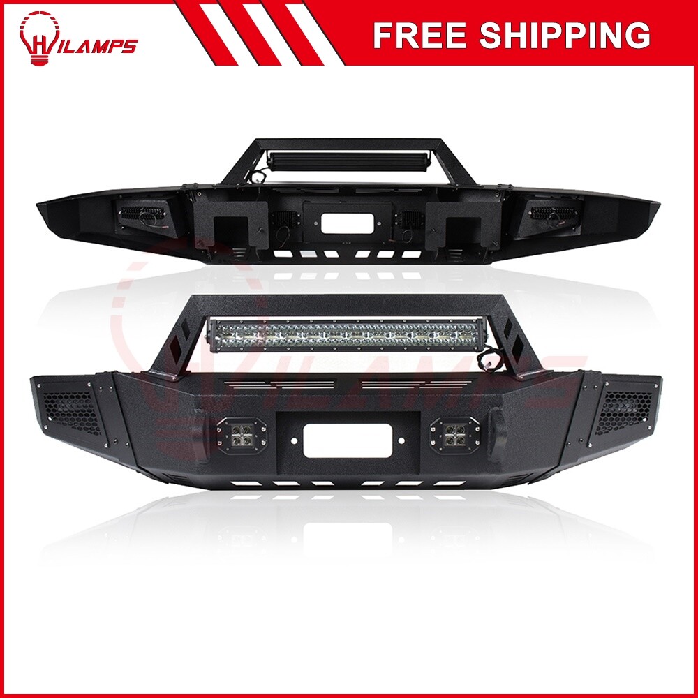For Ford F 150 2009-2014 Steel 5.0L Front+rear Bumper step black+led lights
