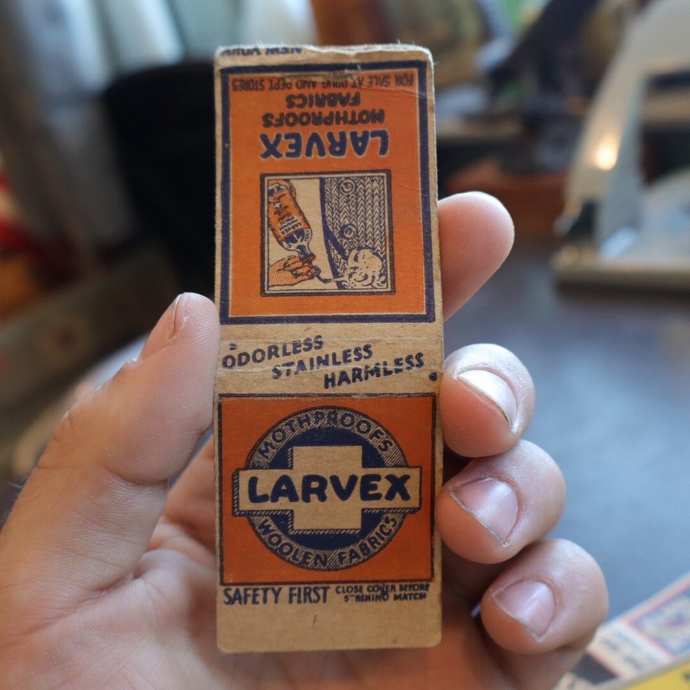 Vintage Larvex Matchbook Cover Advertising Mothproofing Insecticide