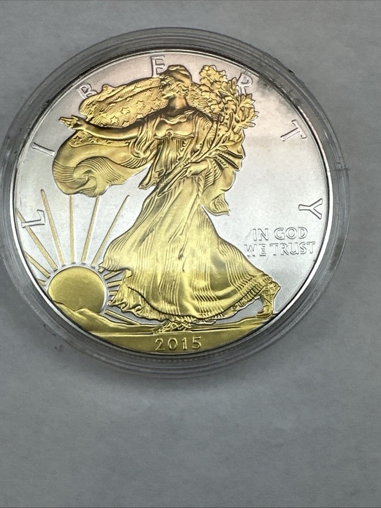 2015 American Silver $1 Eagle 1 oz. 0.999 Fine Silver w/Gilded Gold Observe UNC