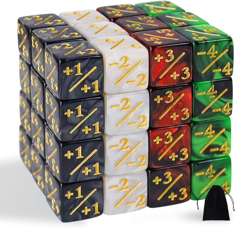 48-Piece MTG Token Dice Set with Glitter Sparkle for Magic The Gathering