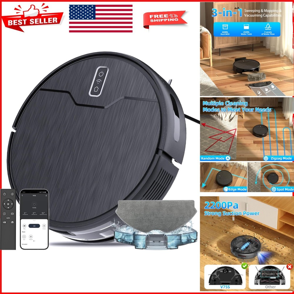 Effortless Smart Robot Vacuum & Mop with 120+ Min Runtime - Compact & Efficient