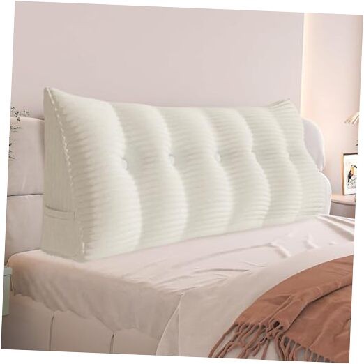 Queen Size Headboard Wedge Pillow 59x8x20 Inches in White